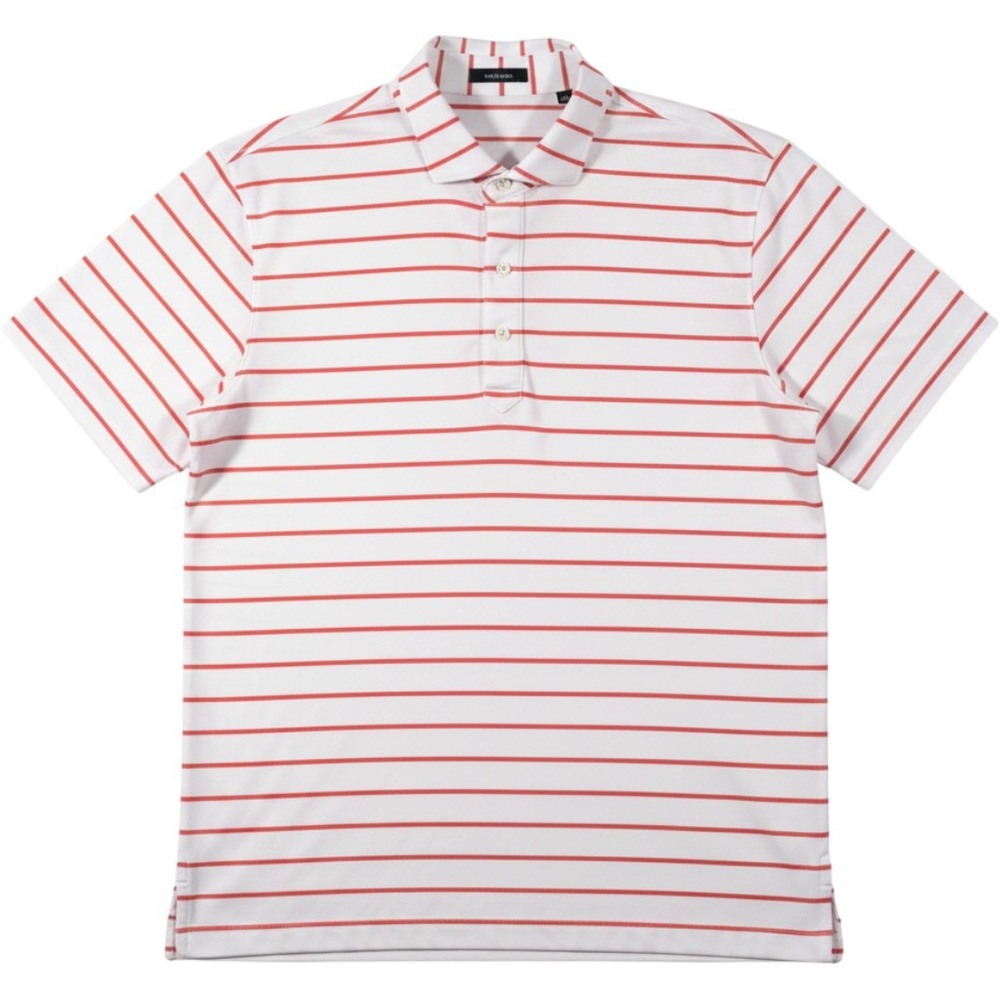 Cutter & Buck Mens XL White Red Striped Performance Golf Polo Shirt‎ Crest